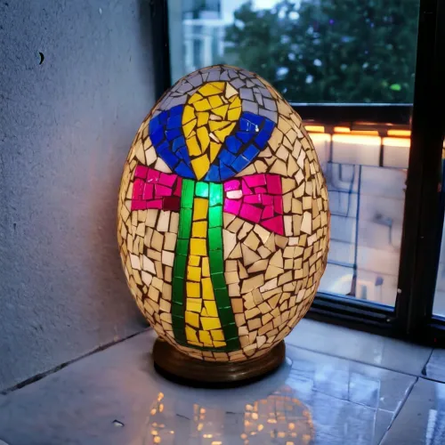 Mosaic Handcrafted Glass Led Lamps-egg shaped | Design 1 | اباجورة البيض الزجاجية 