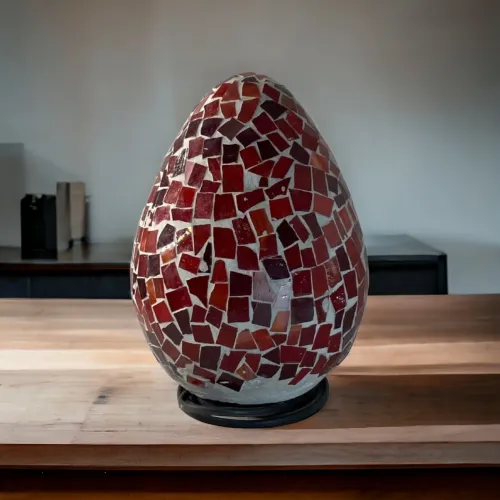 Mosaic Handcrafted Glass Led Lamps-egg shaped | Design 37 | اباجورة البيض الزجاجية 