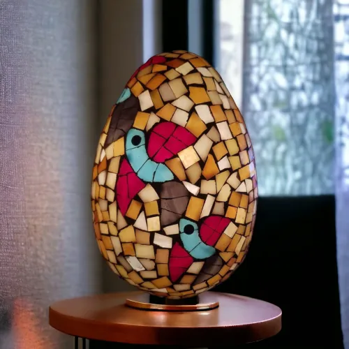 Mosaic Handcrafted Glass Led Lamps-egg shaped | Design 13 | اباجورة البيض الزجاجية 