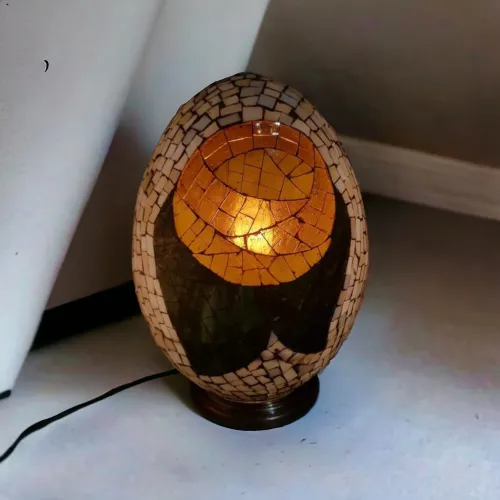 Mosaic Handcrafted Glass Led Lamps-egg shaped | Design 10 | اباجورة البيض الزجاجية 