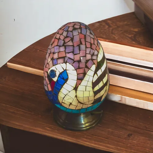 Mosaic Handcrafted Glass Led Lamps-egg shaped | Design 6 | اباجورة البيض الزجاجية 