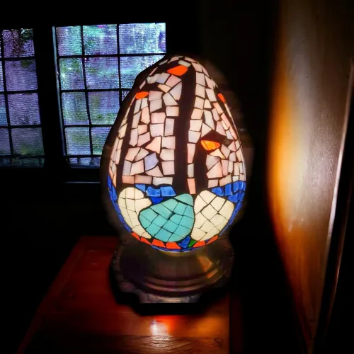 Mosaic Handcrafted Glass Led Lamps-egg shaped | Design 7 | اباجورة البيض الزجاجية 