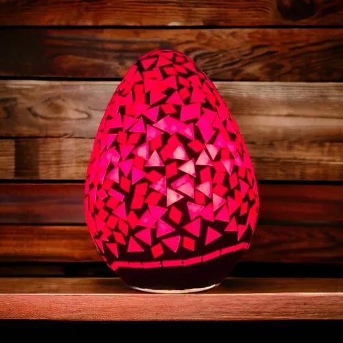 Mosaic Handcrafted Glass Led Lamps-egg shaped | Design 38 | اباجورة البيض الزجاجية 