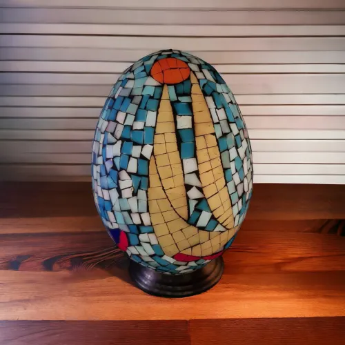 Mosaic Handcrafted Glass Led Lamps-egg shaped | Design 3 | اباجورة البيض الزجاجية 