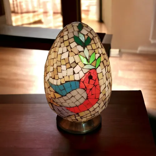 Mosaic Handcrafted Glass Led Lamps-egg shaped | Design 9 | اباجورة البيض الزجاجية 