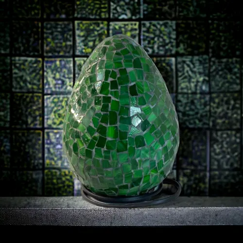 Mosaic Handcrafted Glass Led Lamps-egg shaped | Design 39 | اباجورة البيض الزجاجية 